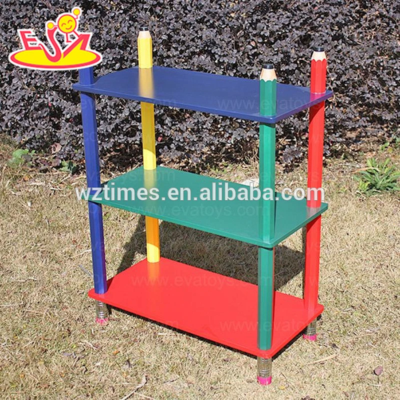 Wholesale best selling colorful wooden 3 layer book shelf for preschool W08C092