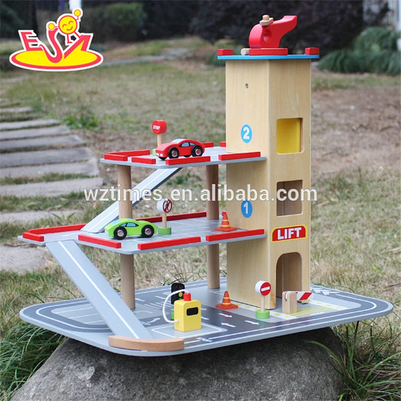 Wholesale cool style customize wooden garage playsets toy bring fun for kids W04B047
