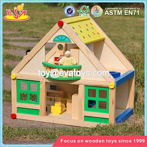 Wholesale new arrival wooden baby dollhouse toy popular baby wooden baby dollhouse W06A106