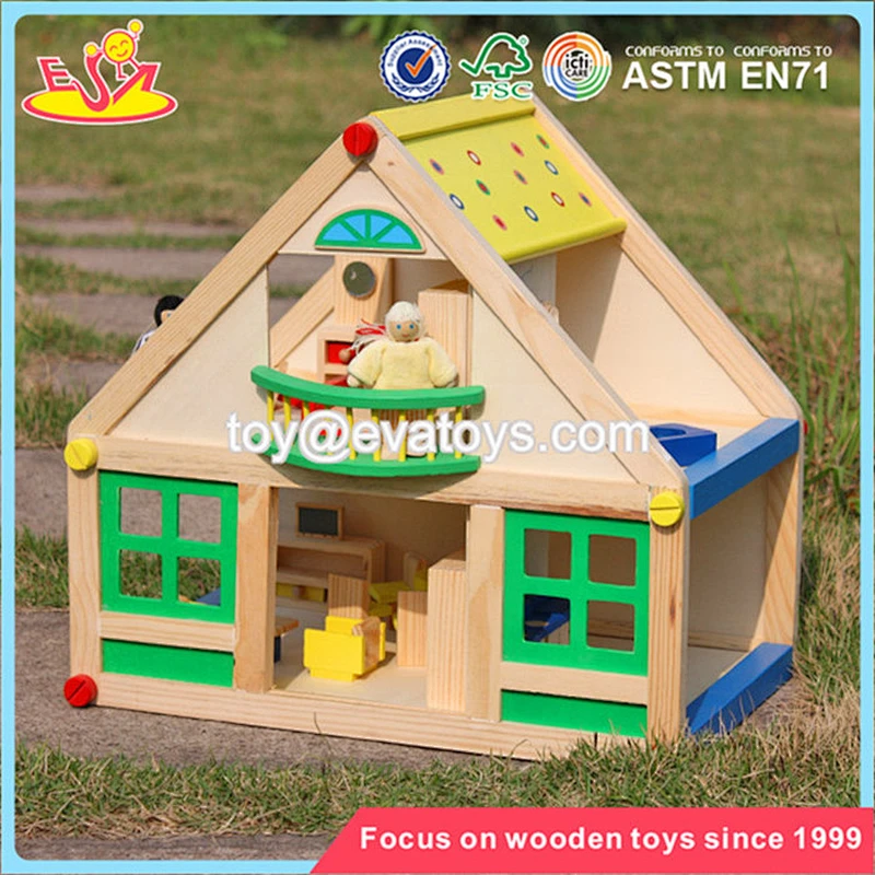 Wholesale new arrival wooden baby dollhouse toy popular baby wooden baby dollhouse W06A106