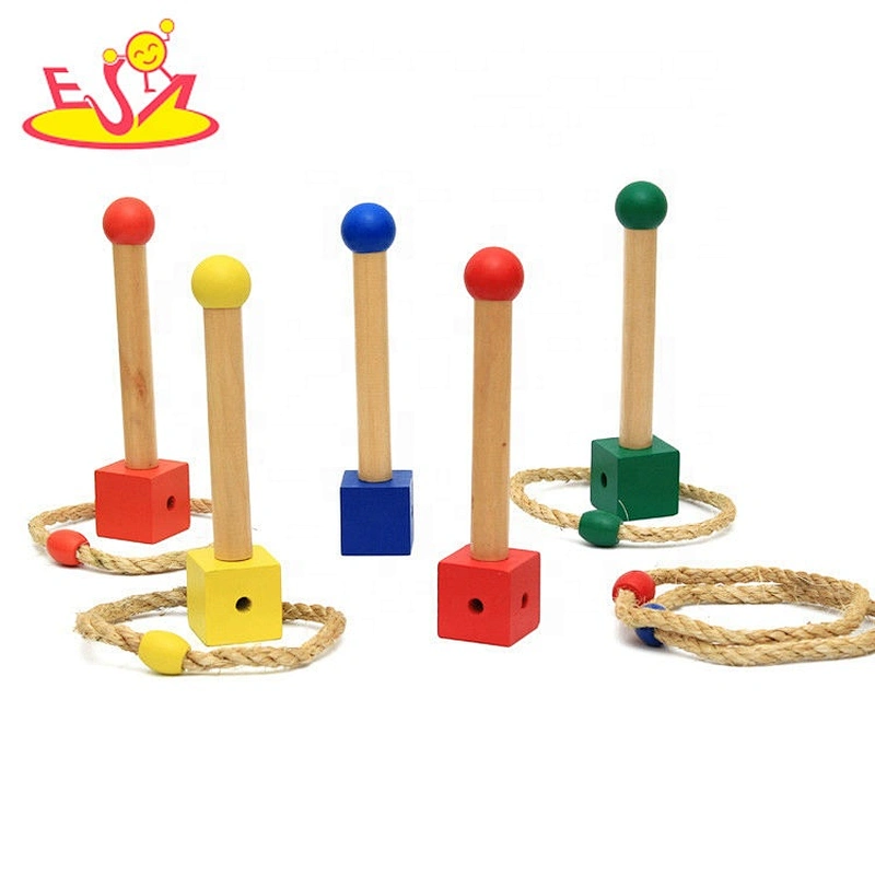 2019 New arrival educational wooden rope ring toss for kids W12F107