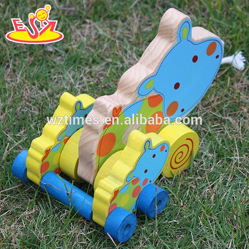 Wholesale educational wooden pull car toy new product baby wooden pull car toy W05B054