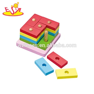 Wholesale colorful wooden stacking blocks toy beautiful toddler wooden stacking blocks toy W13E001