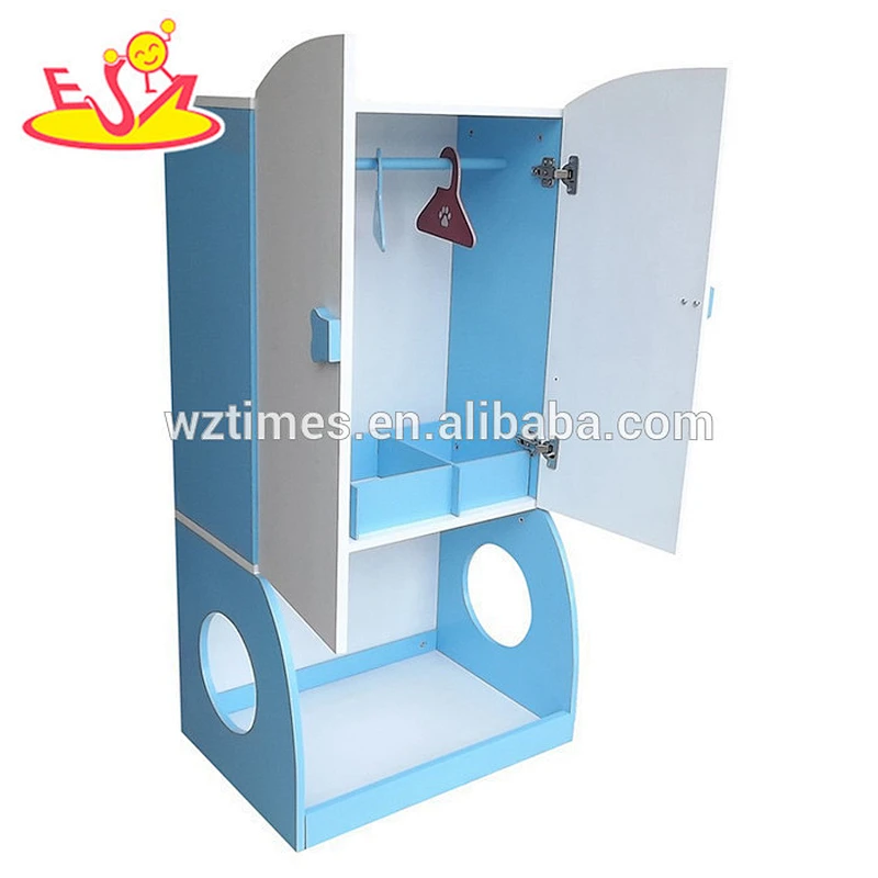 Wholesale creative household blue wooden dog wardrobe with sleeping drawer W06F011