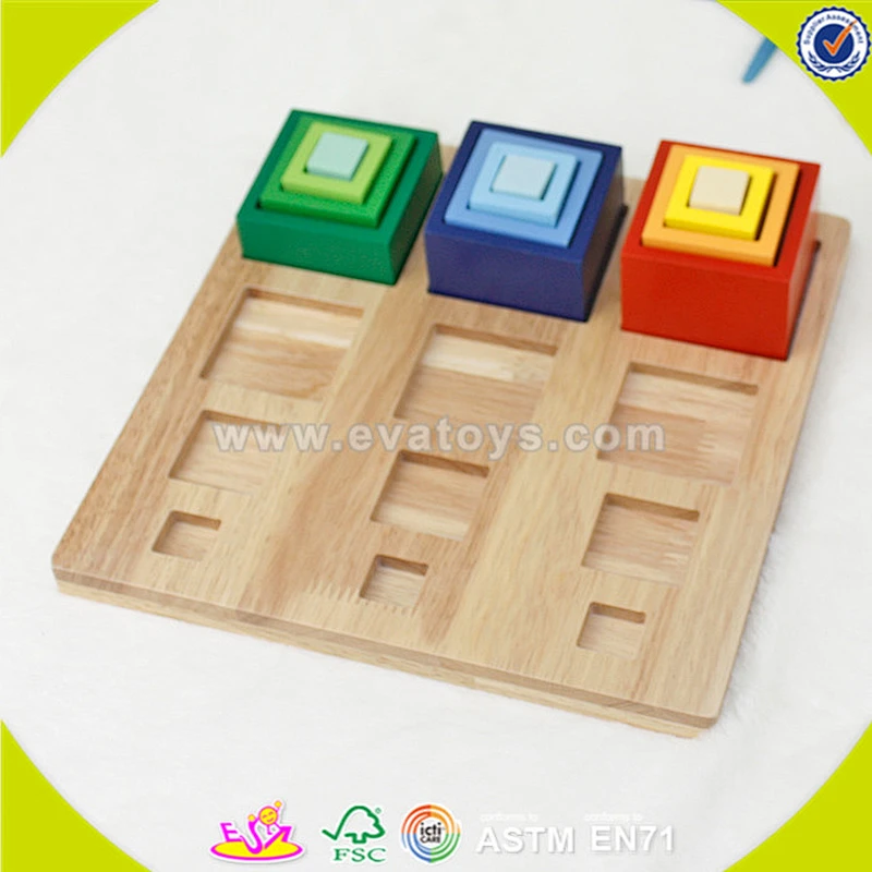 wholesale cheap kids wooden geometric block set fancy wooden geometric blocks set W13E045
