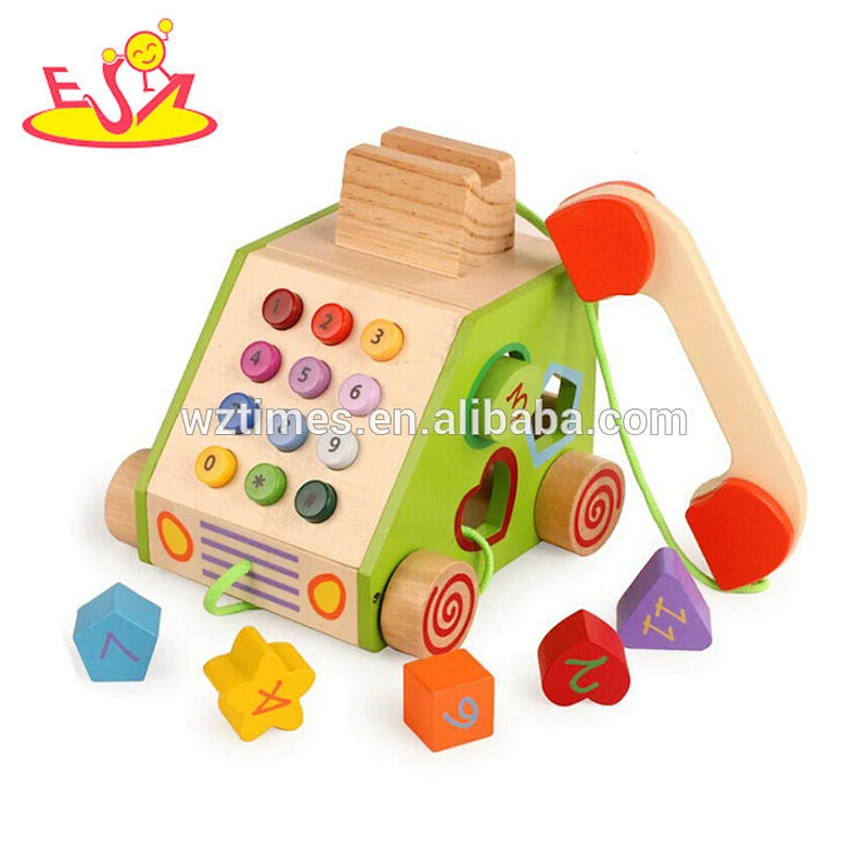 Wholesale new fashion multifunction wooden telephone toy for children W12D081