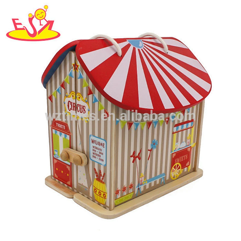 New design small wooden circus dollhouse for kids W06A327