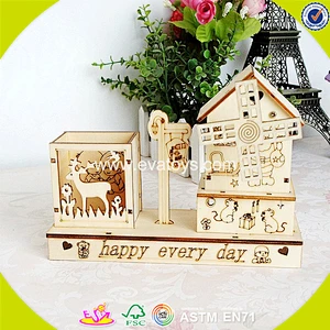 Wholesale top fashion children wooden pen container popular wooden pen container W02A031