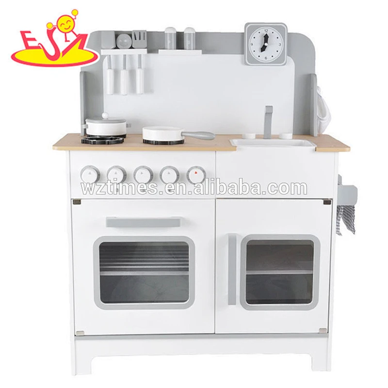 Venta al por mayor nuevo producto niños de madera blanco cocina juguete creativo bebé madera blanco cocina juguete W10C278