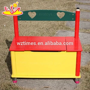 Wholesale customize baby wooden storage box bench used to sit and placing items W08C093