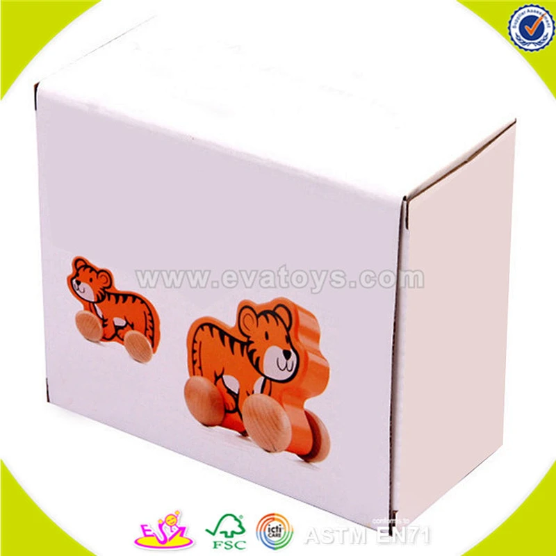 wholesale rhinoceros shape kids wooden drag toy, fashion toddler wooden drag toy, popular cute wooden drag toy W05B078
