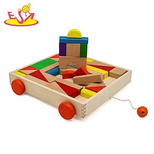Most popular educational kids wooden pull toy with blocks W13C038