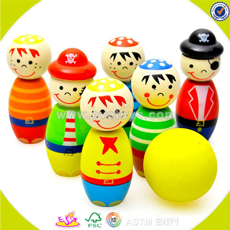 wholesale Funny wooden bowling ball set toy,Cute colorful wooden bowling set toy,Mini lovely wooden toy bowling toys W01B010
