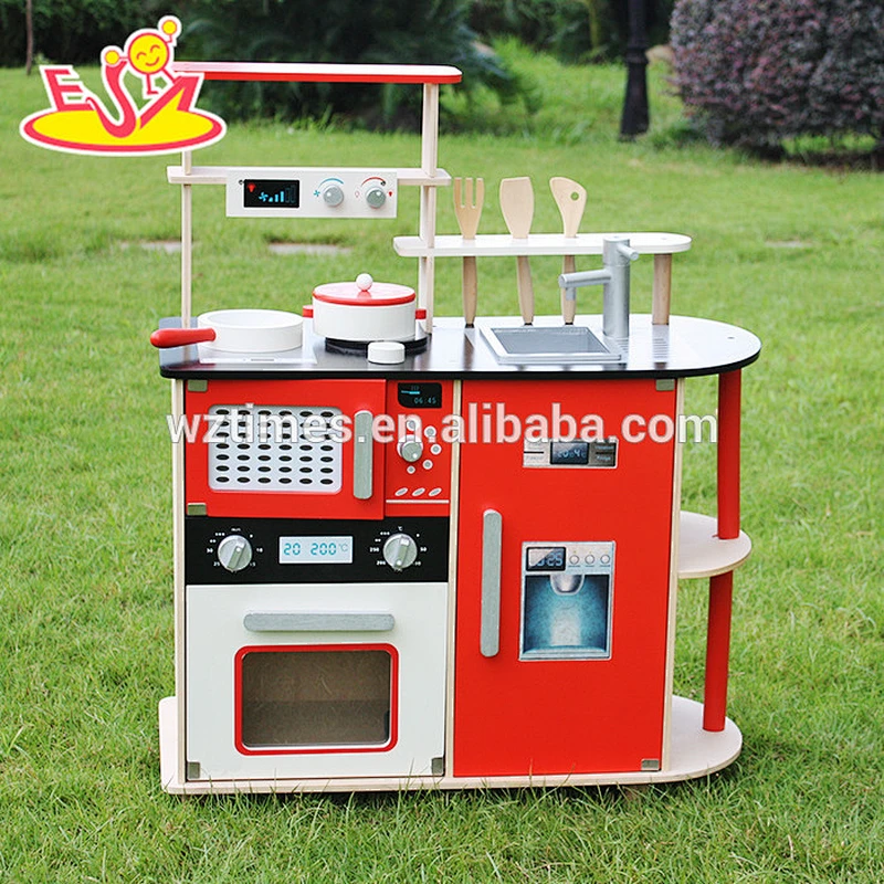 2018 Wholesale toddlers wooden kitchen toy new design red kids wooden kitchen toy best children play wooden kitchen toy W10C211