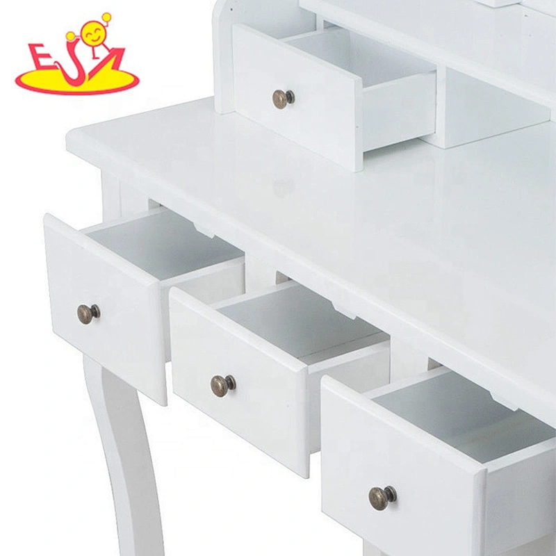 High quality children wooden modern dressing table with mirror and stool W08H015