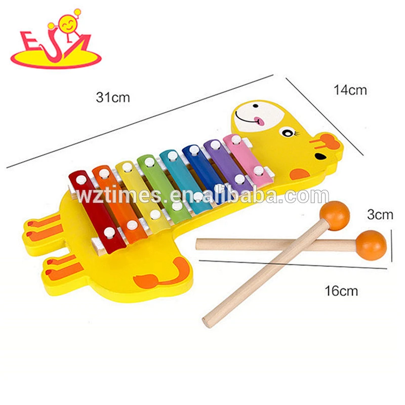 Wholesale music teaching aid cute giraffe shape wooden xylophone set toy for kids W07C060