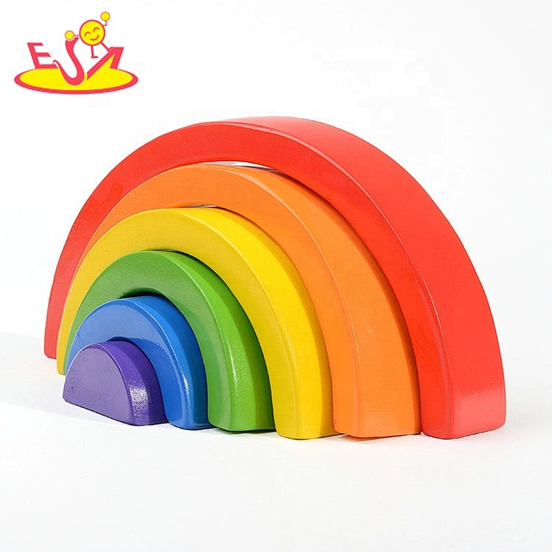 2019 High quality colorful wooden rainbow building blocks for kids W13D231