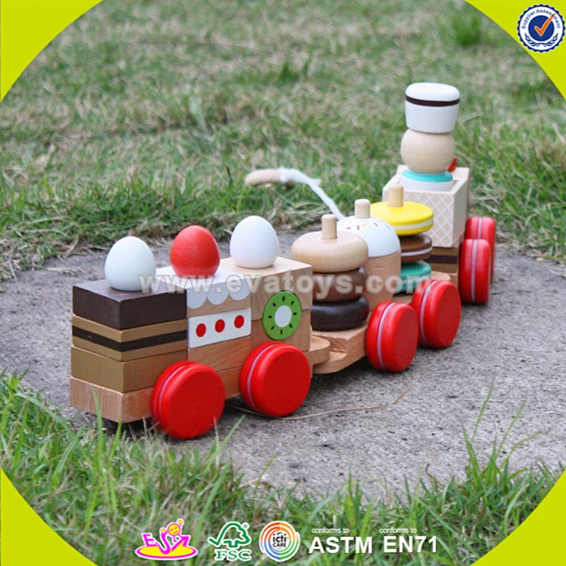wholesale educational wooden pull train toy for baby W05B089