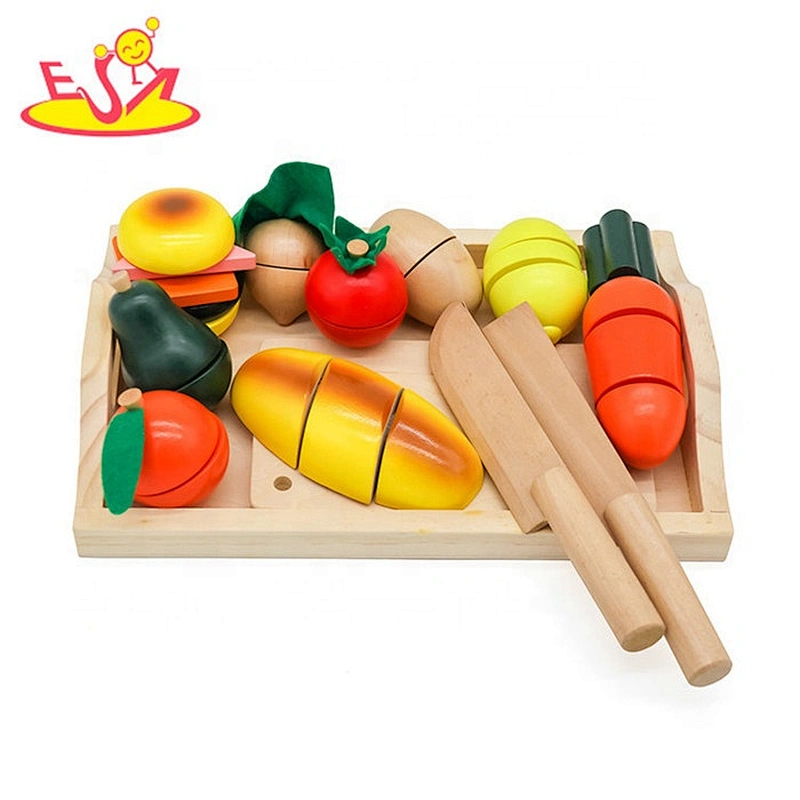 high quality vegetable wooden food cutting toy for children W10B143