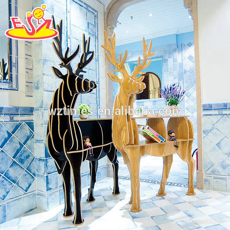 Wholesale creative customized bear shaped children wooden bookshelf for sale W08D067