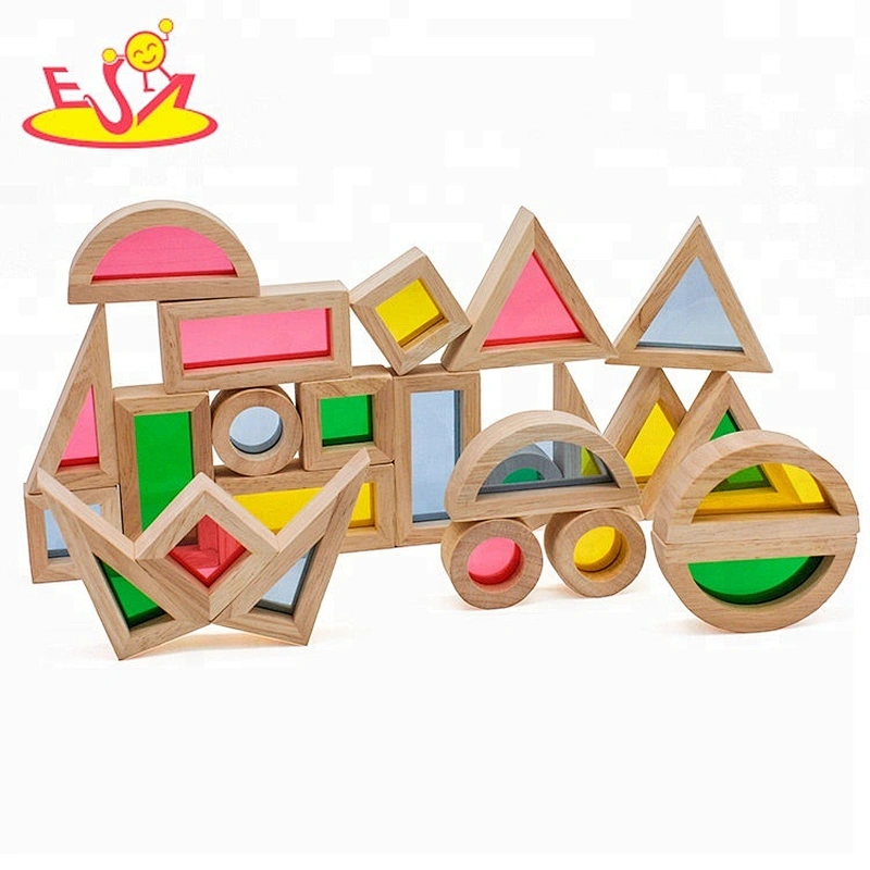 Top fashion 24 PCS diy juguetes de madera de construcción arco iris para niños W13A159
