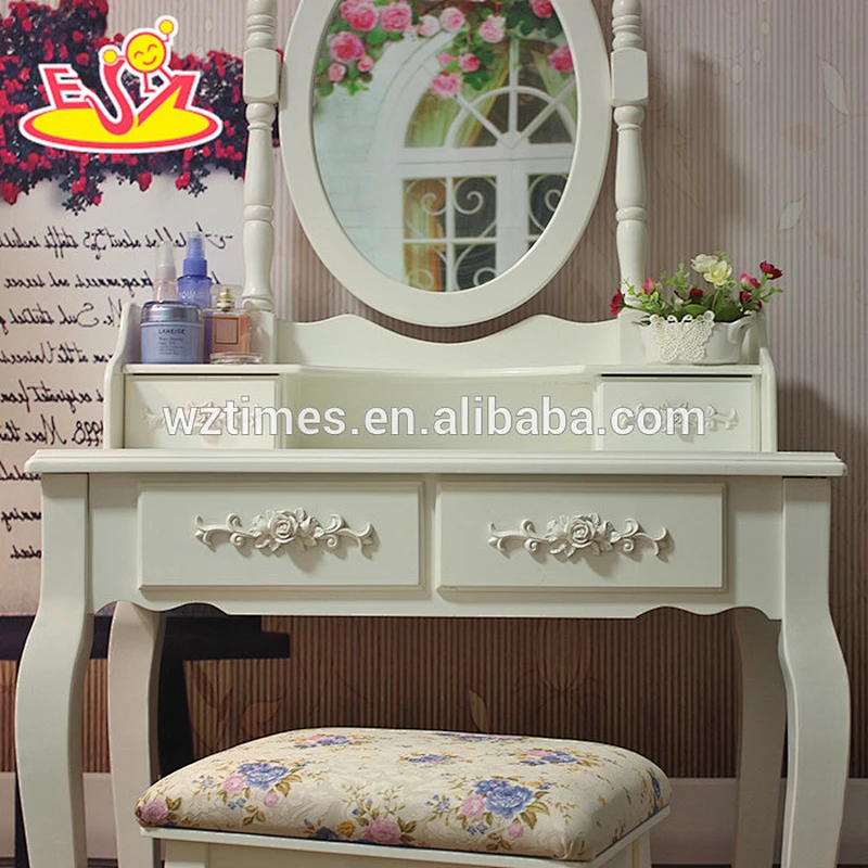 2018 New design bedroom wooden makeup vanity solid wooden youth makeup vanity top sale wooden makeup vanity W08H060
