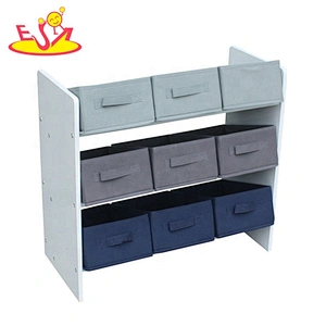2018 New design children wooden toy shelf with storage bins W08C246