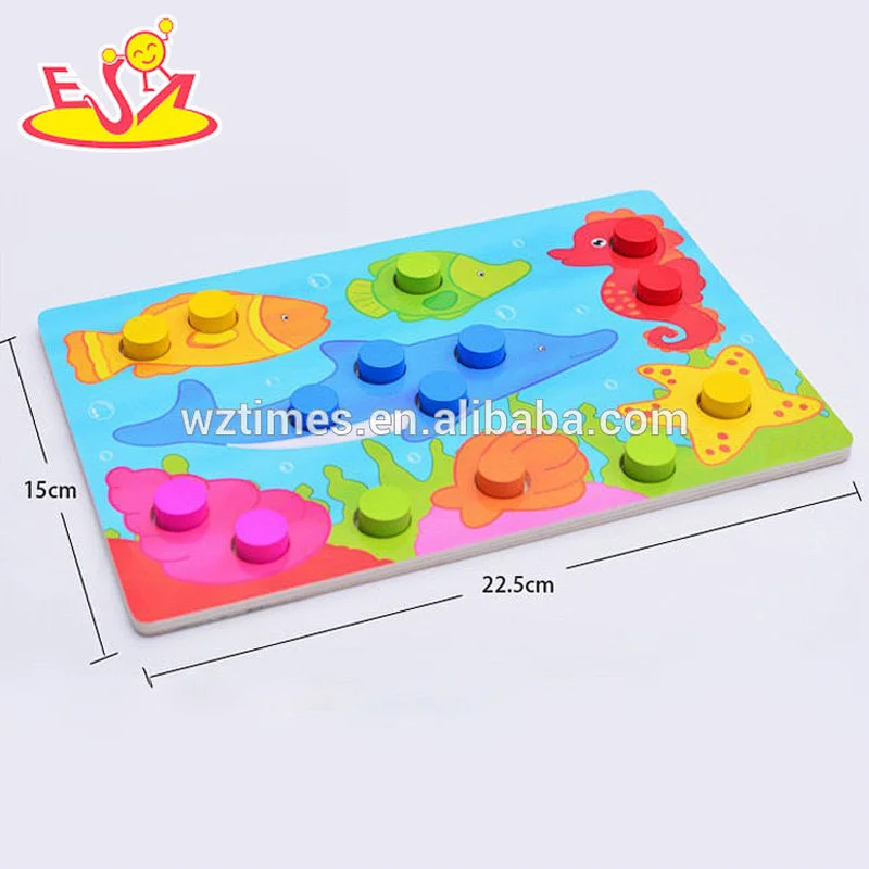 Wholesale best sale teaching aid baby cute colorful wooden puzzle toy for sale W14C251