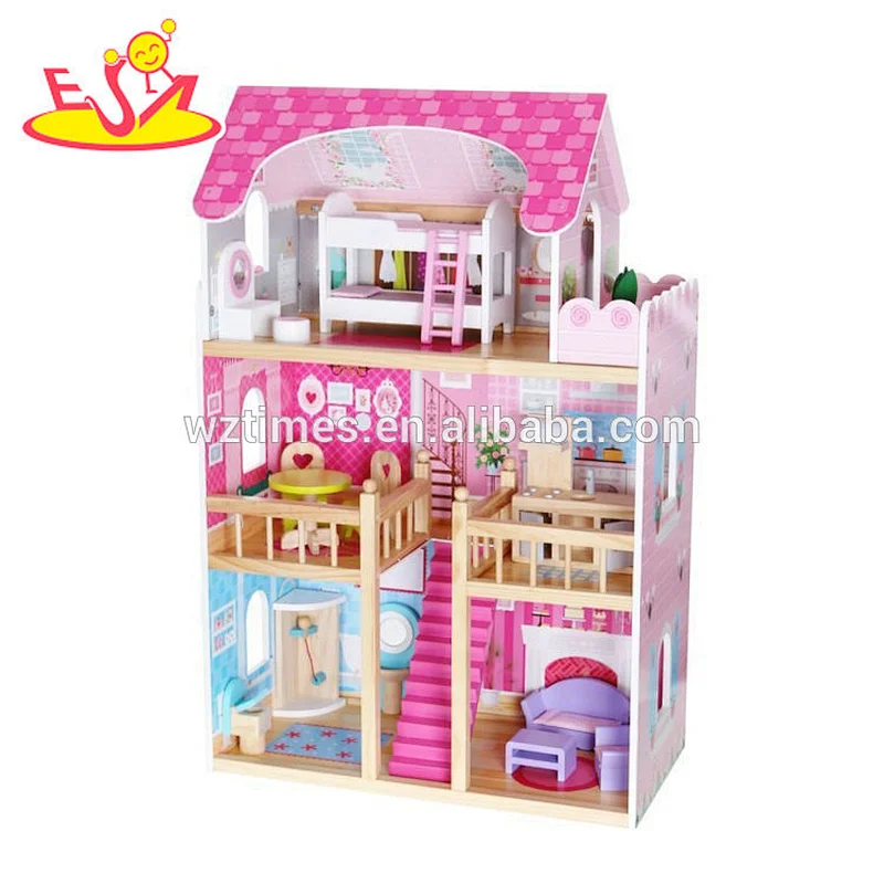 hölzernes Miniaturpuppenhaus der Großhandelsart und weisemädchen für Verkauf W06A254