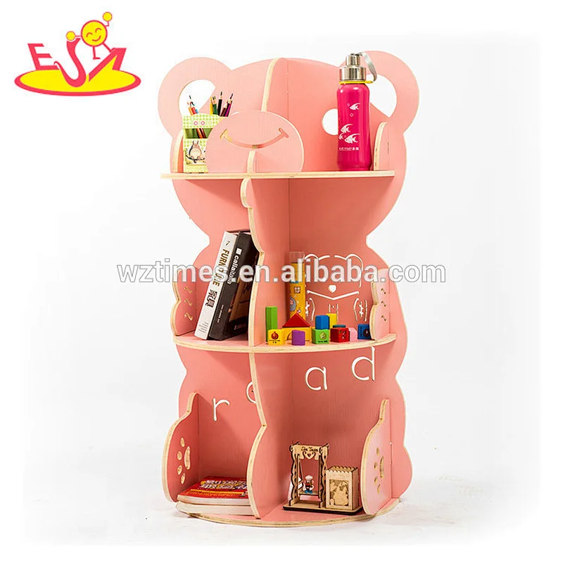 Wholesale creative customized bear shaped children wooden bookshelf for sale W08D067
