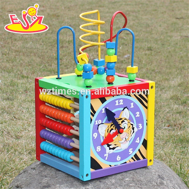 2018 wholesale multi-function toddlers wooden bead activity table new design funny kids wooden bead activity table W11B137
