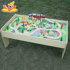 2018 wholesale children wooden train toy with table W04C030