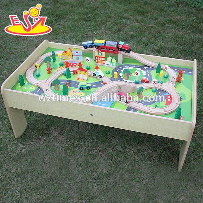 2018 wholesale children wooden train toy with table W04C030