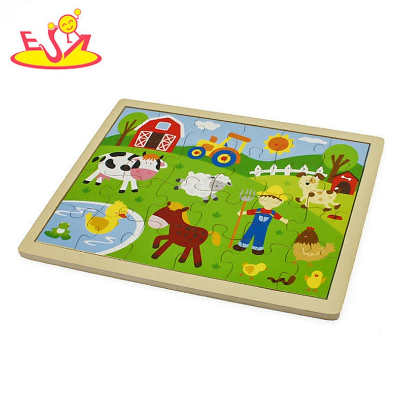 New design cartoon farm wooden baby puzzle for education W14C258