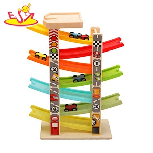 Best design funny kids wooden toy car ramp for education W04E097