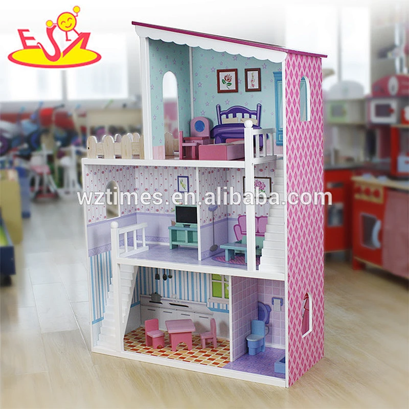 wholesale most popular children cosplay wooden diy dollhouse W06A137-Z