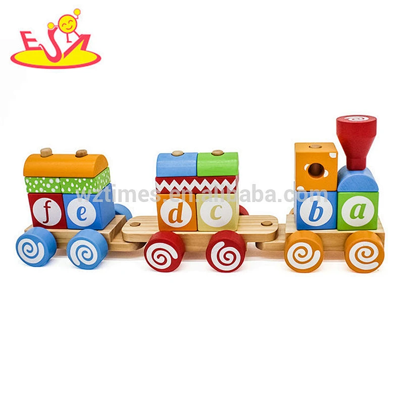 Top fashion educational kids wooden letter train toy with high quality W04A393