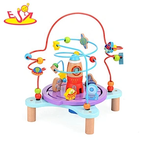 high quality educational wooden wire bead maze for kids W11B224