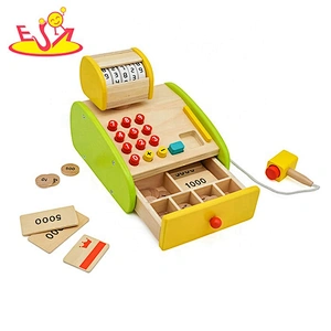 2019 New design children mini wooden cashier toy for pretend play W10A097