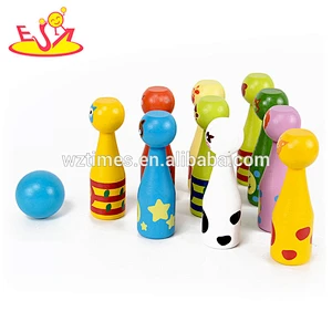 Wholesale indoor game wooden bowling toy for kids W01B076