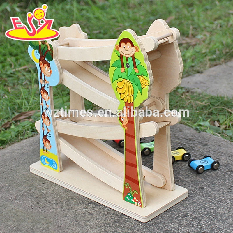 2018 New design wooden Marble Run toys funny wooden speed car toys educational wooden marble run for toddlers W04E044