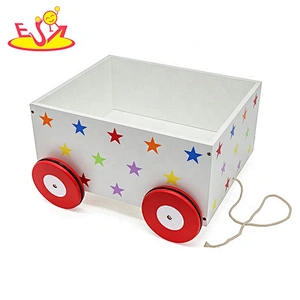 Hot selling cartoon wooden toy chest for kids W08C128