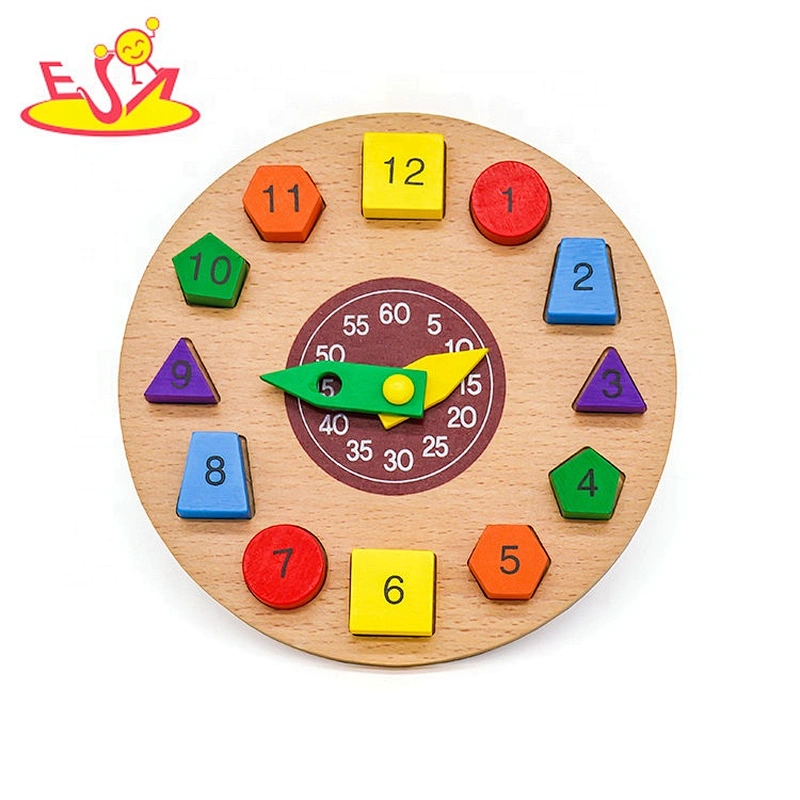 2019 New sale early learning wooden clock puzzle for kids W14K055