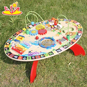 2018 Wholesale multi-function toys wooden toddler activity table funny play wooden toddler activity table W12D065