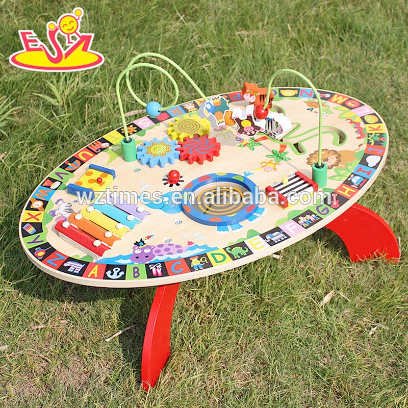 2018 Wholesale multi-function toys wooden toddler activity table funny play wooden toddler activity table W12D065