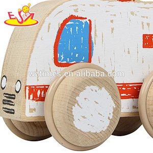 2018 wholesale kids wooden toy mini bus hottest children wooden toy mini bus W04A249