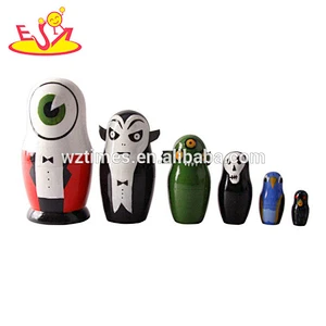 Wholesale pretty birthday gift for girls wooden toy russian nesting doll for kids W06D087