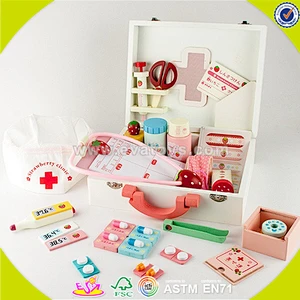 wholesale baby wooden medical care toy, hot sale kids role play wooden medical care toy, popular wooden medical toy W10D011
