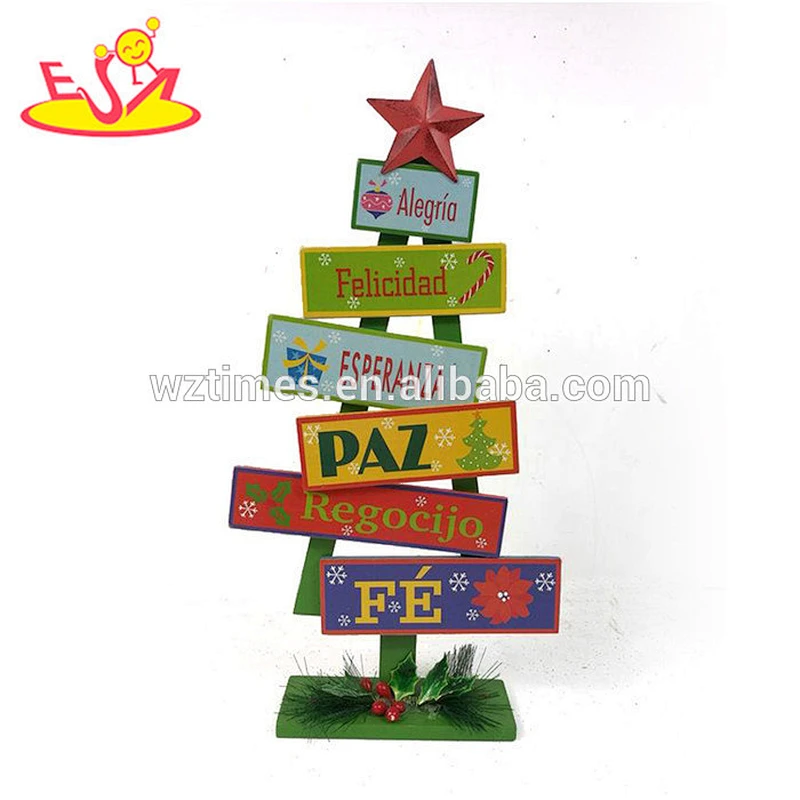 Wholesale newest wooden tree shape spain christmas decoration for holiday use W09D042