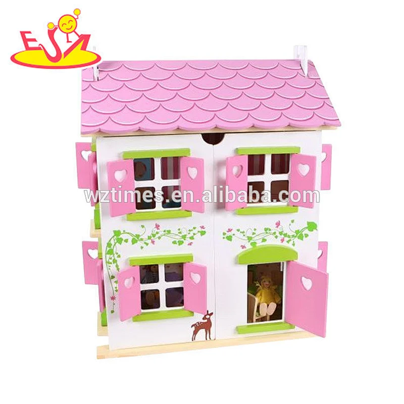 Casa de muñecas en miniatura de madera con muebles de simulación para niños W06A253